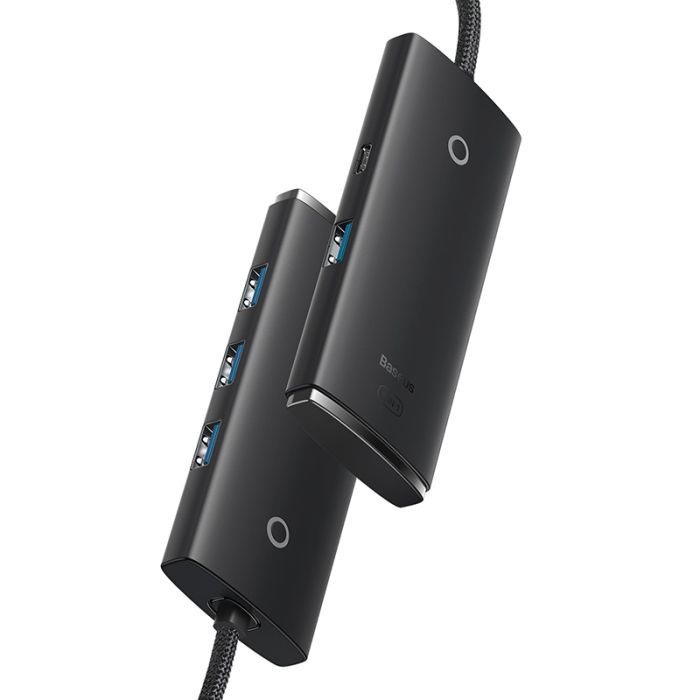 USB-хаб Baseus Lite Series 4-Port Type-C HUB Adapter (Type-C to USB 3.0*4) 25cm Black (WKQX030301)