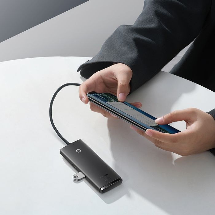 USB-хаб Baseus Lite Series 4-Port Type-C HUB Adapter (Type-C to USB 3.0*4) 25cm Black (WKQX030301)