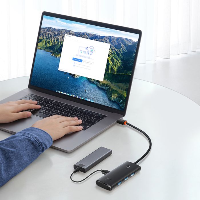 USB-хаб Baseus Lite Series 4-Port Type-C HUB Adapter (Type-C to USB 3.0*4) 25cm Black (WKQX030301)
