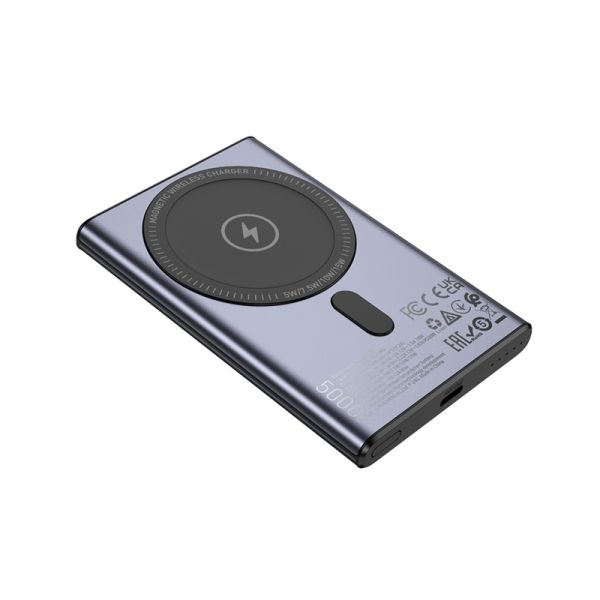 Зовнішній акумулятор HOCO Q32 Bird PD20W wireless magnetic power bank(5000mAh) Metal Gray (6942007634076)
