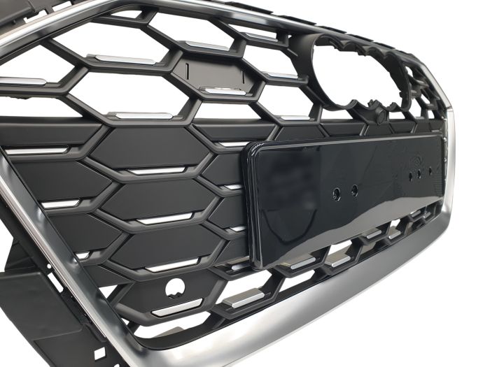 Решетка радиатора Silver Black (Mate) (в стиле S4) на Audi A4 B9 2019-2023 года