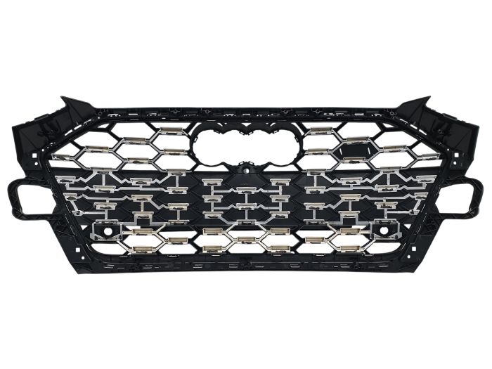 Решетка радиатора Silver Black (Mate) (в стиле S4) на Audi A4 B9 2019-2023 года