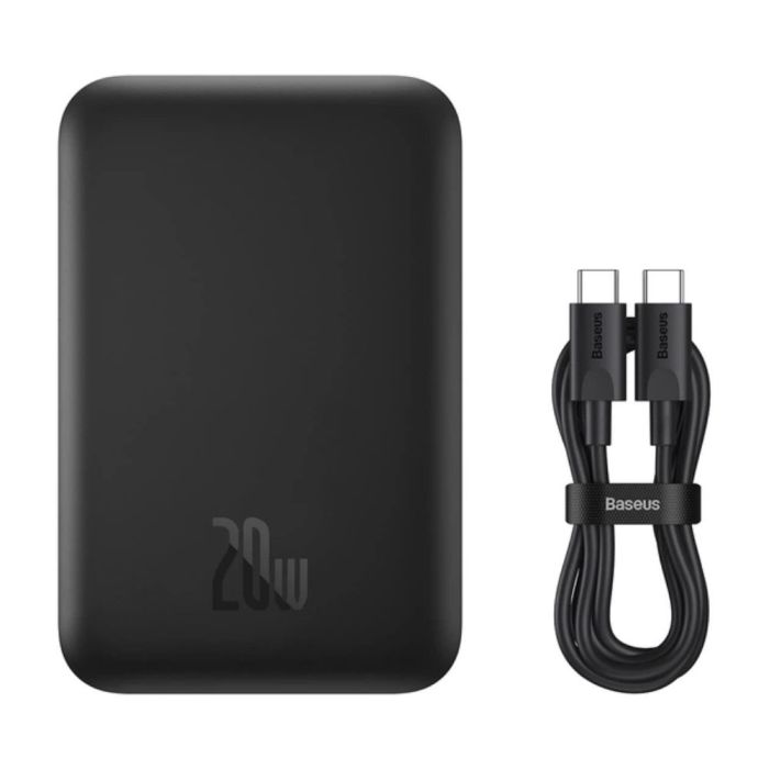 Зовнішній акумулятор Baseus Magnetic Mini Air Wireless Fast Charge Power Bank 6000mAh 20W Cluster Black（With Simple Series Charging Cable Type-C to (P10059002113-00)