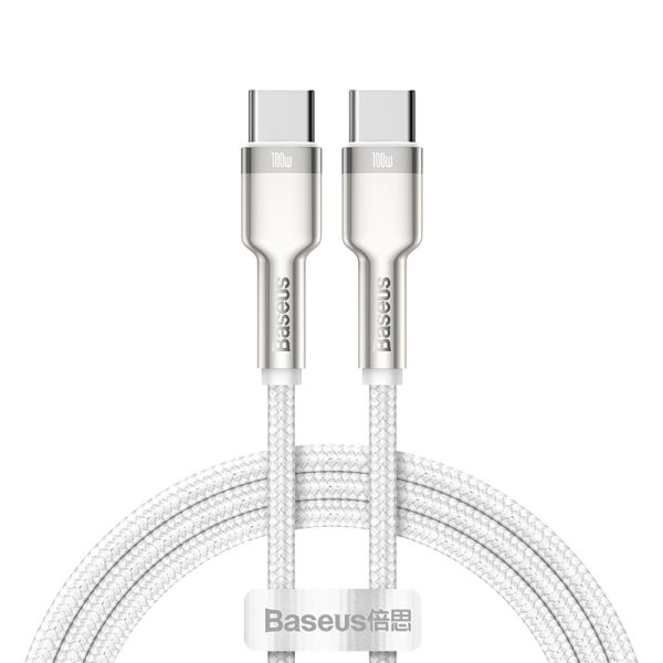 Кабель Baseus Cafule Series Metal Data Cable Type-C to Type-C 100W 1m White (CATJK-C02)