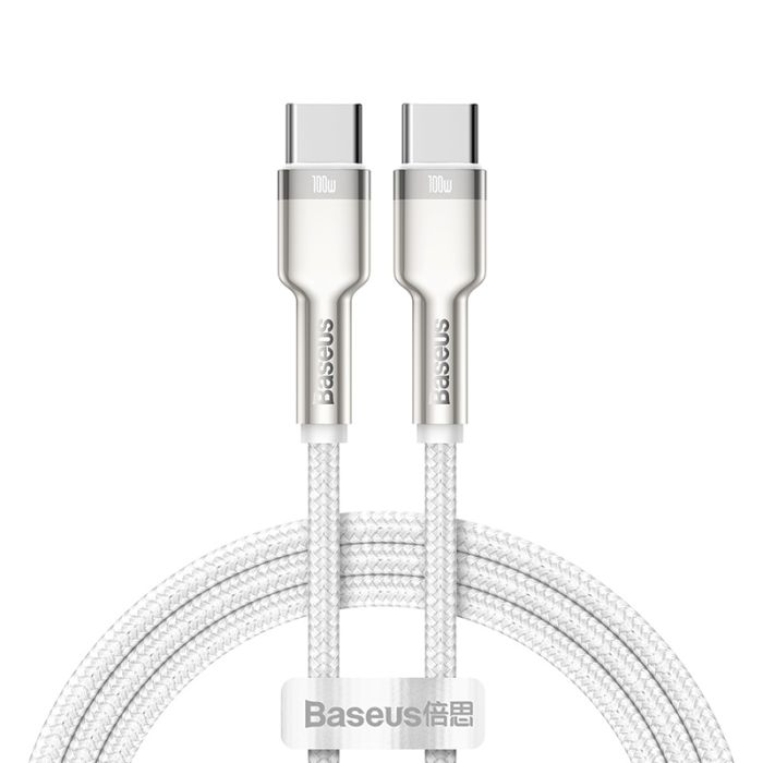 Кабель Baseus Cafule Series Metal Data Cable Type-C to Type-C 100W 1m White (CATJK-C02)