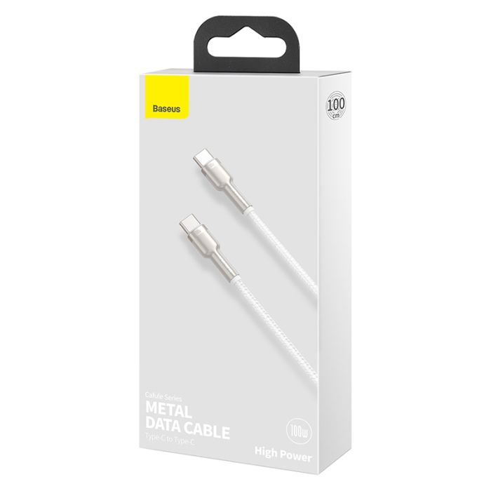 Кабель Baseus Cafule Series Metal Data Cable Type-C to Type-C 100W 1m White (CATJK-C02)