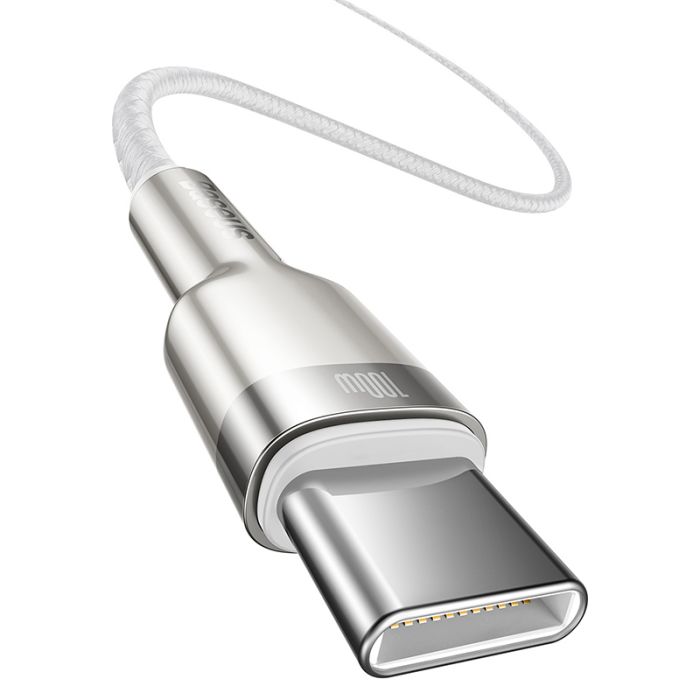Кабель Baseus Cafule Series Metal Data Cable Type-C to Type-C 100W 1m White (CATJK-C02)