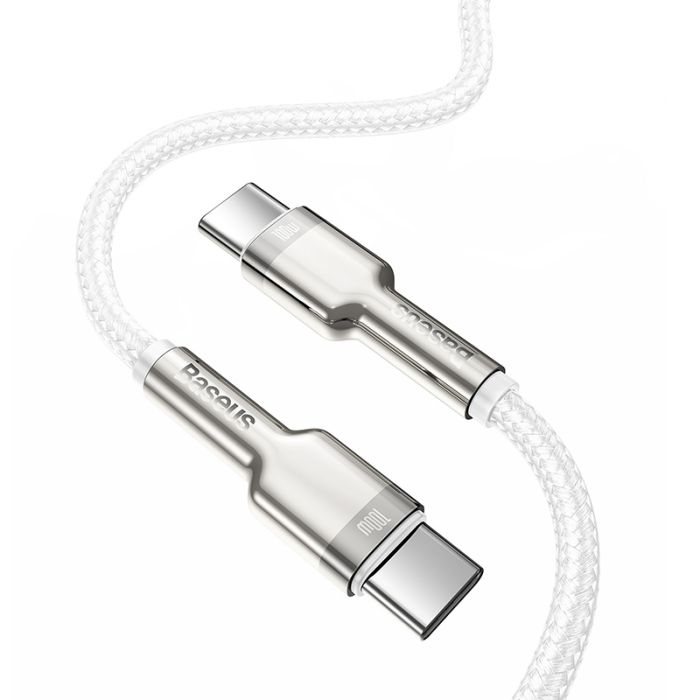 Кабель Baseus Cafule Series Metal Data Cable Type-C to Type-C 100W 1m White (CATJK-C02)