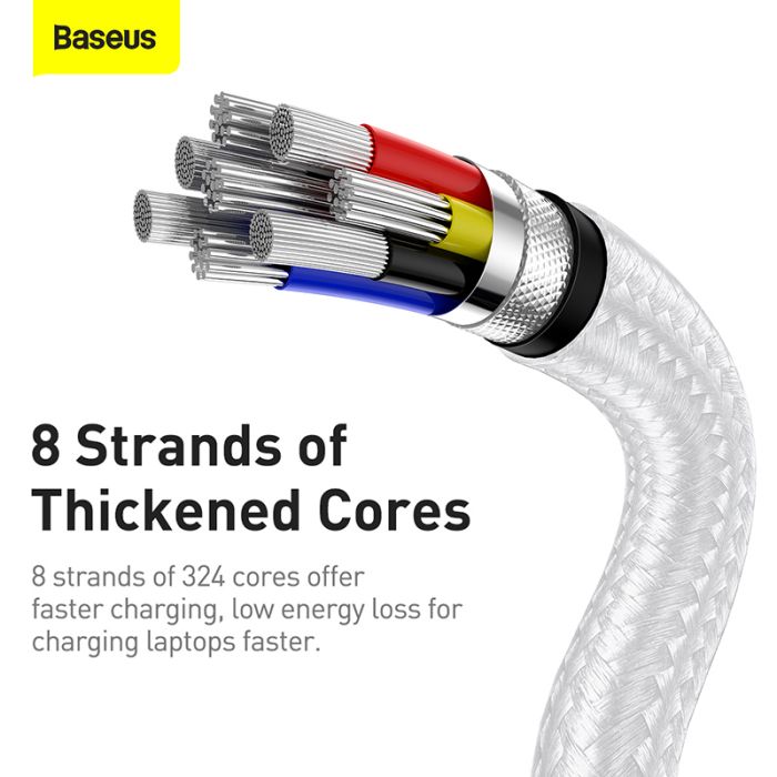 Кабель Baseus Cafule Series Metal Data Cable Type-C to Type-C 100W 1m White (CATJK-C02)
