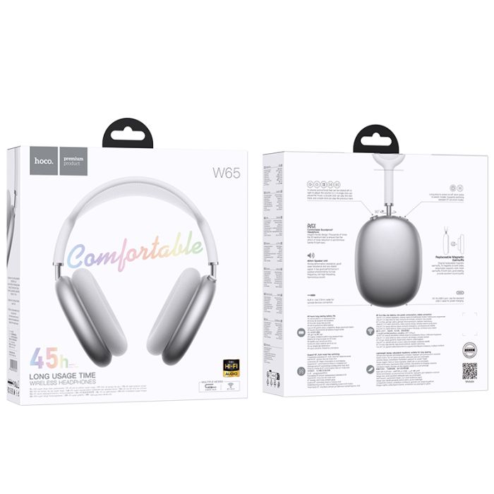 Бездротові накладні навушники HOCO W65 Happy BT headphones Silver (6942007650342)