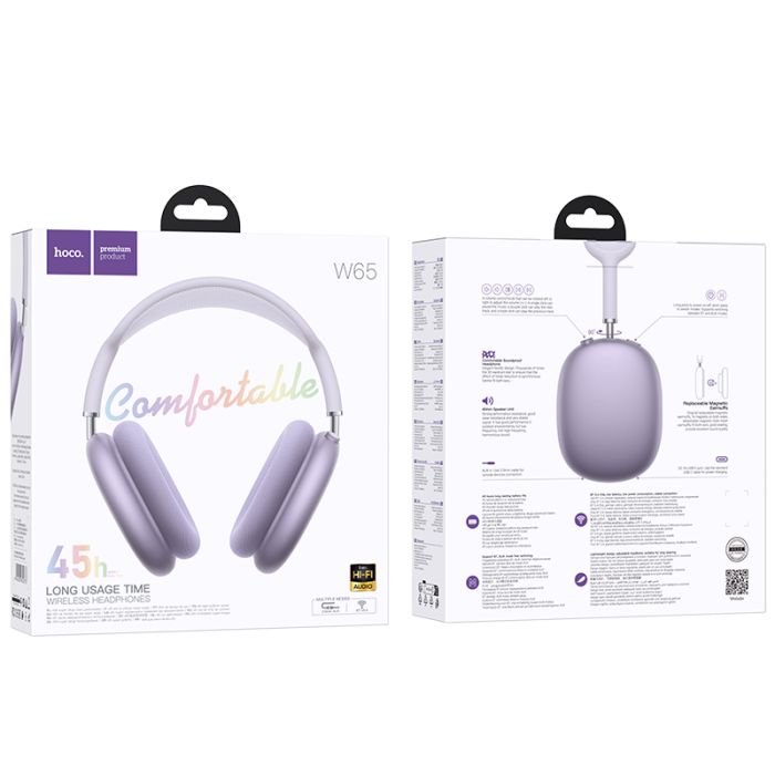 Бездротові накладні навушники HOCO W65 Happy BT headphones Purple (6942007650373)
