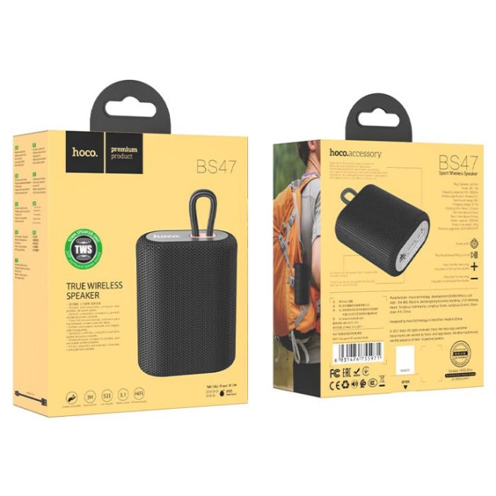 Портативна колонка HOCO BS47 Uno sports BT speaker Black (6931474755971)