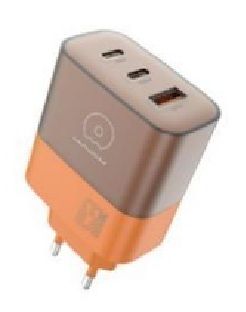 Мережевий зарядний пристрій WUW-C215 65W Charger 2 USB C + USB A brown orange (C215BO)