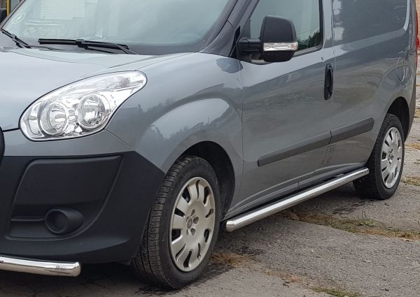 Боковые трубы (2 шт., нержавейка) 60мм, Стандартная база для Fiat Doblo II 2010-2022 гг