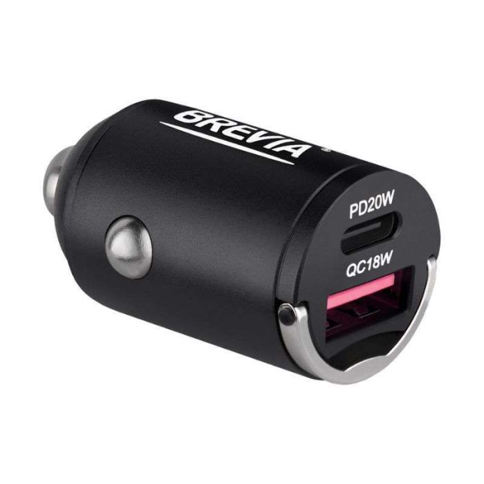 Зарядное устройство для авто BREVIA ePower NanoMetal 38Вт 1xUSB-C и 1xUSB-A чёрный (46038CAMB)