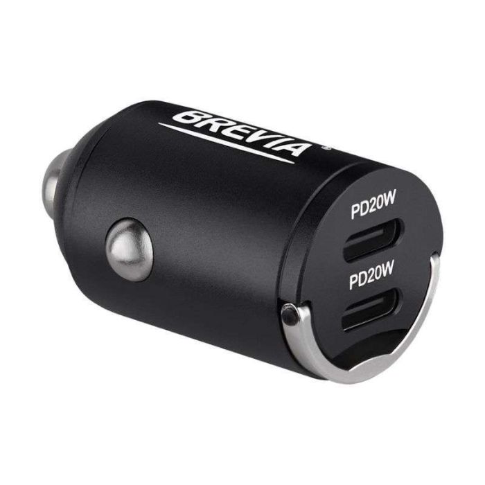 Зарядное устройство для авто BREVIA ePower NanoMetal 40W с двумя USB-C черный (46040DCMB)