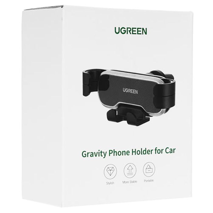 Автотримач для телефона UGREEN LP228 Gravity Drive Air Vent Car Mount Phone Holder With Arc-Shaped mounting clip Black (UGR-80871)