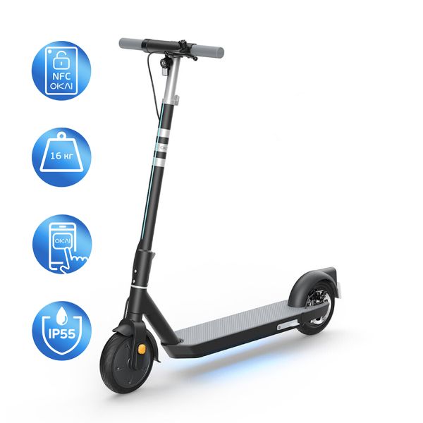 Електросамокат OKAI ES20-NEON Black 9", 300(600)W, 9.8Ah, 40km, 25km\h, 20%, NFC, App, 16kg (ES20-B)