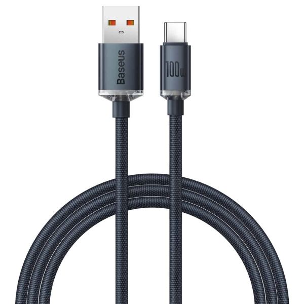 Кабель Baseus Crystal Shine Series Fast Charging Data Cable USB to Type-C 100W 1.2m Black (CAJY000401)