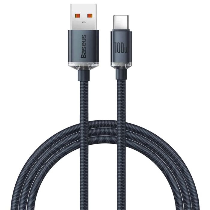 Кабель Baseus Crystal Shine Series Fast Charging Data Cable USB to Type-C 100W 1.2m Black (CAJY000401)