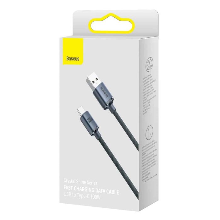 Кабель Baseus Crystal Shine Series Fast Charging Data Cable USB to Type-C 100W 1.2m Black (CAJY000401)
