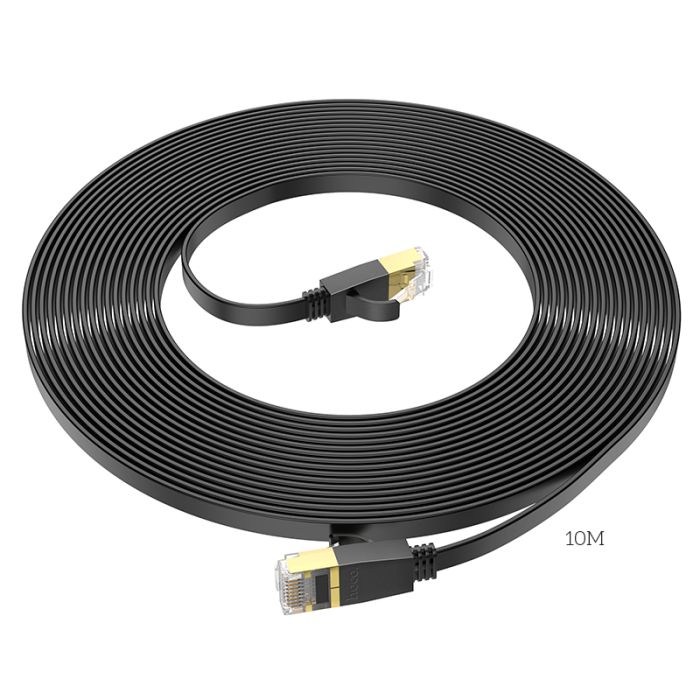 Мережевий кабель HOCO US07 General pure copper flat network cable(L=10M) Black (6931474780713)