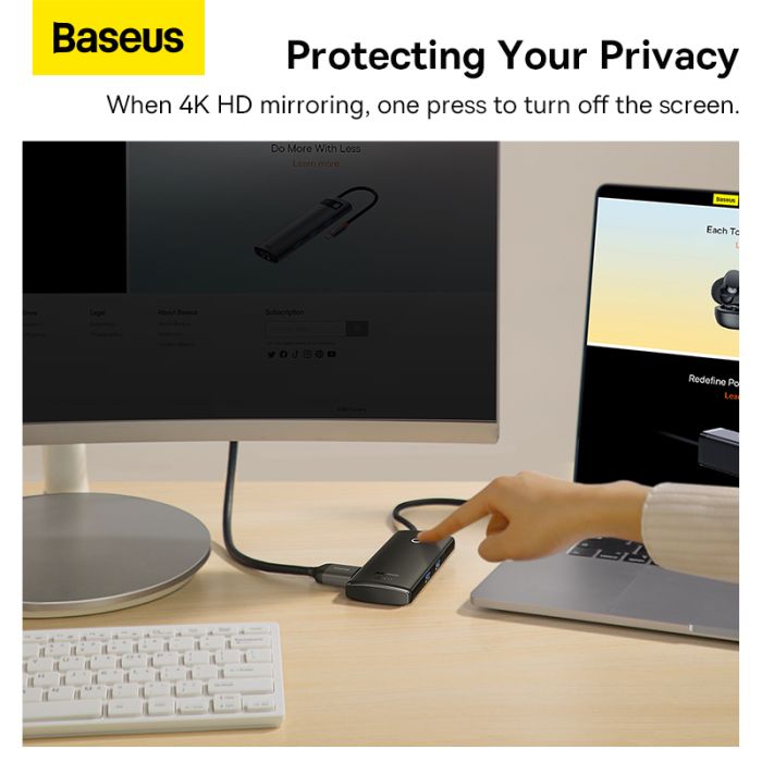 USB-хаб Baseus Lite Series 6-Port Type-C HUB Docking Station (Type-C to HDMI+USB3.0*2+PD+SD/TF) Black (WKQX050101)