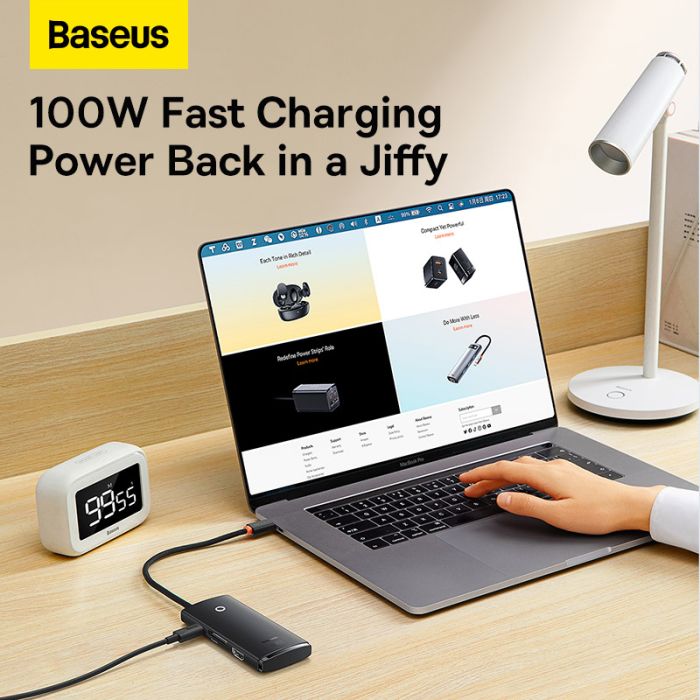 USB-хаб Baseus Lite Series 6-Port Type-C HUB Docking Station (Type-C to HDMI+USB3.0*2+PD+SD/TF) Black (WKQX050101)