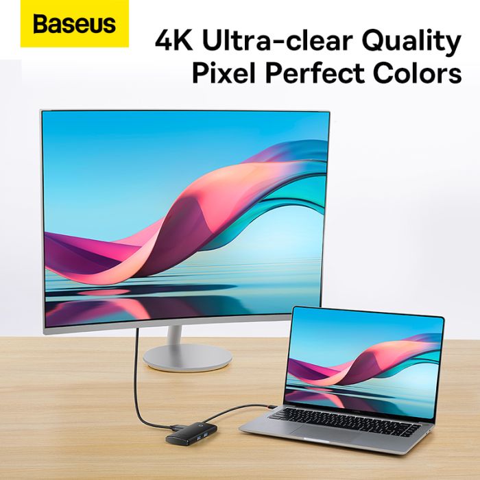 USB-хаб Baseus Lite Series 6-Port Type-C HUB Docking Station (Type-C to HDMI+USB3.0*2+PD+SD/TF) Black (WKQX050101)