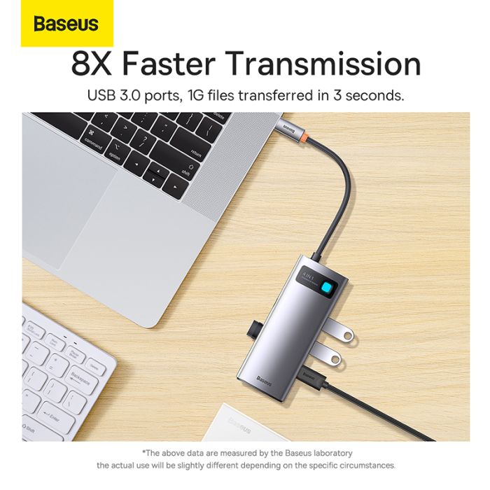 USB-хаб Baseus Metal Gleam Series 4-in-1 Multifunctional Type-C HUB Docking Station Gray（Type-C to USB3.0*4） (WKWG070013)