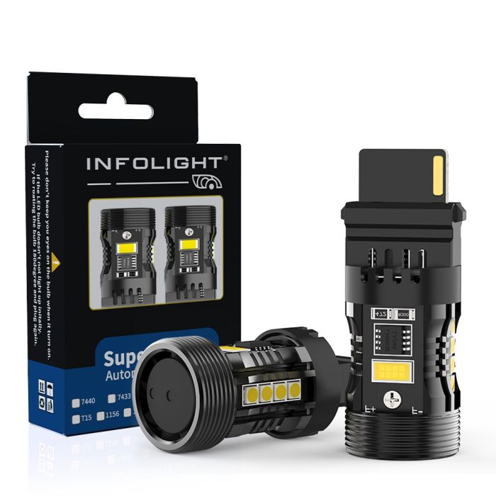 Комплект светодиодных ламп Infolight P27W (3156) Canbus Amber