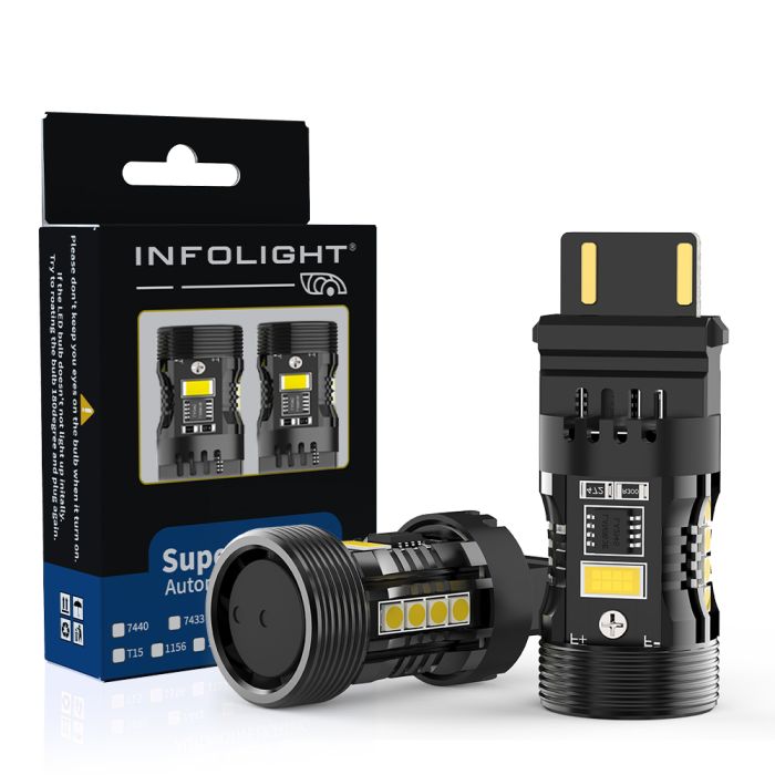 Комплект светодиодных ламп Infolight P27/7W (3157) Canbus Red