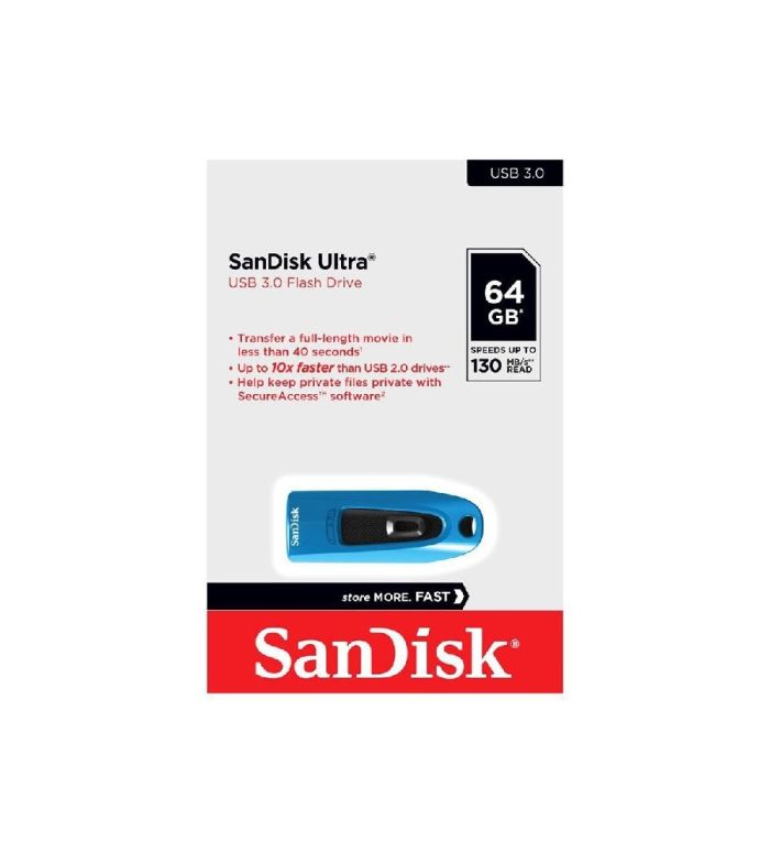 Флеш-накопичувач SanDisk USB 3.0 Ultra 64Gb (130Mb/s) Blue (SDCZ48-064G-U46B)