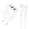 Мережевий зарядний пристрій з кабелем BOROFONE BA70A Quick three-port PD20W(1C2A) charger set(C to iP) White (6941991101410)
