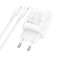 Мережевий зарядний пристрій з кабелем BOROFONE BA70A Quick three-port PD20W(1C2A) charger set(C to iP) White (6941991101410)