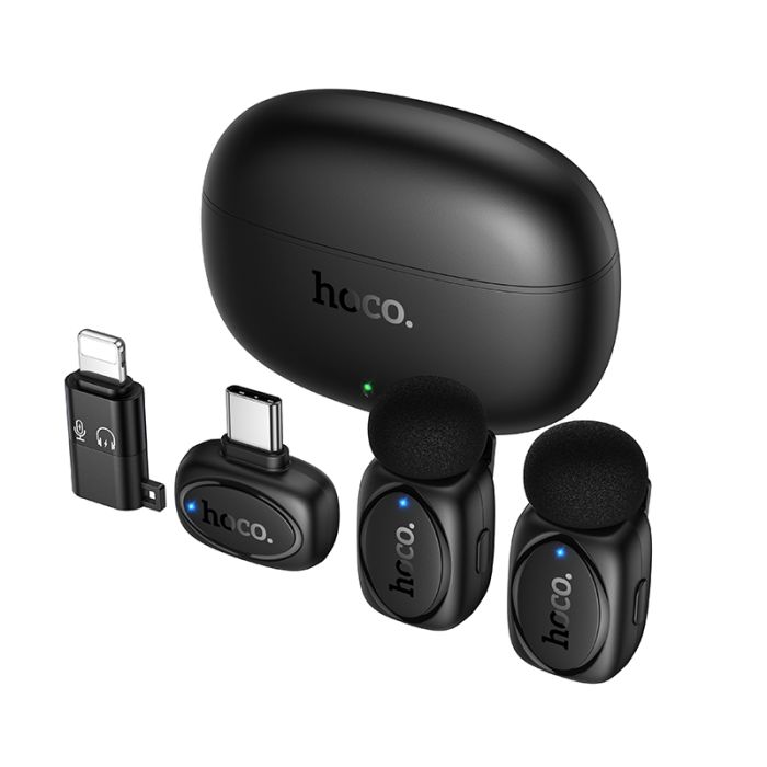 Бездротова мікрофонна система HOCO L19 Graceful dual-mic (iP/Type-C) Black (6942007655477)