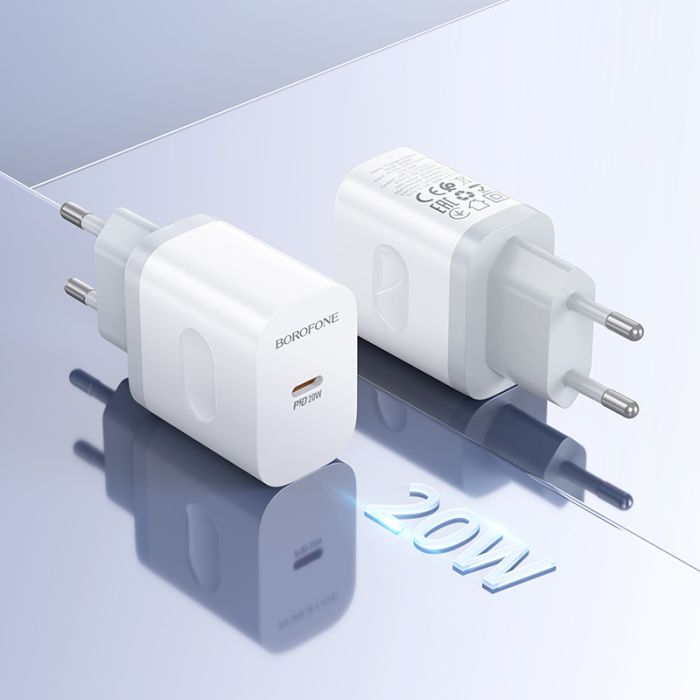 Мережевий зарядний пристрій BOROFONE BA99A Breeze single port PD20W charger White (6941991121357)
