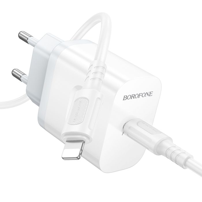 Мережевий зарядний пристрій з кабелем BOROFONE BA99A Breeze single port PD20W charger set(C to iP) White (6941991121364)