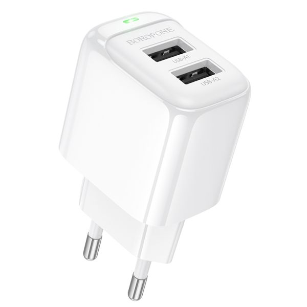 Мережевий зарядний пристрій BOROFONE BAS41A Potential dual-port charger White (6941991113741)