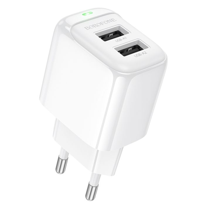 Мережевий зарядний пристрій BOROFONE BAS41A Potential dual-port charger White (6941991113741)