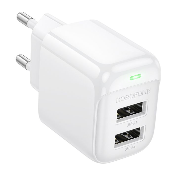 Мережевий зарядний пристрій BOROFONE BAS41A Potential dual-port charger White (6941991113741)