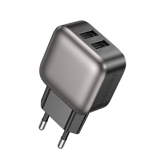 Мережевий зарядний пристрій BOROFONE BAS51A Absolute dual-port charger Black (6941991116100)