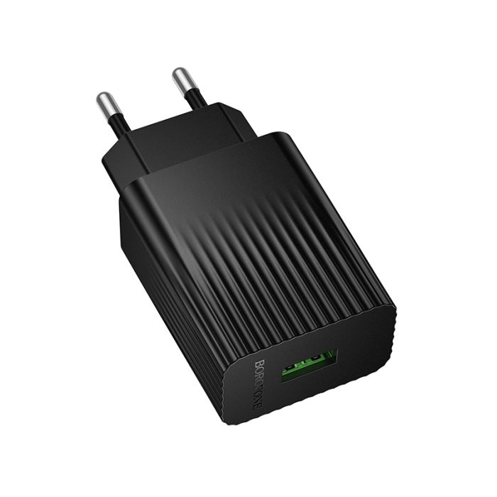 Мережевий зарядний пристрій BOROFONE BAS72A Source single port QC3.0 charger Black (6941991122637)