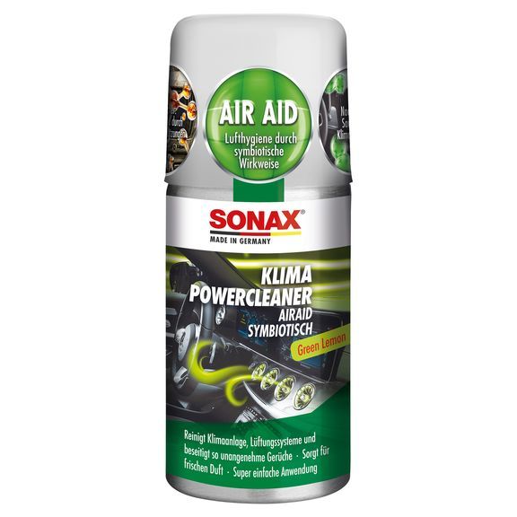 Очищувач кондиціонера антибактеріальний 100 мл SONAX Klima Power Cleaner AirAid - green lemon (323400)