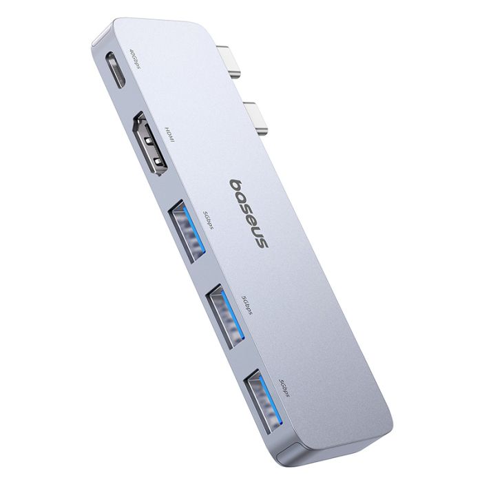 USB-хаб Baseus UltraJoy Series 5-Port HUB Space Grey (USB-C*2 to USB-C 40Gbps*1+HDMI 4K@30Hz*1+USB3.0*3） (B00052801811-04)