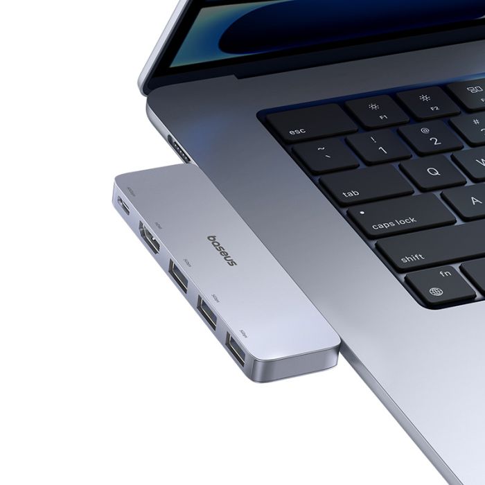 USB-хаб Baseus UltraJoy Series 5-Port HUB Space Grey (USB-C*2 to USB-C 40Gbps*1+HDMI 4K@30Hz*1+USB3.0*3） (B00052801811-04)