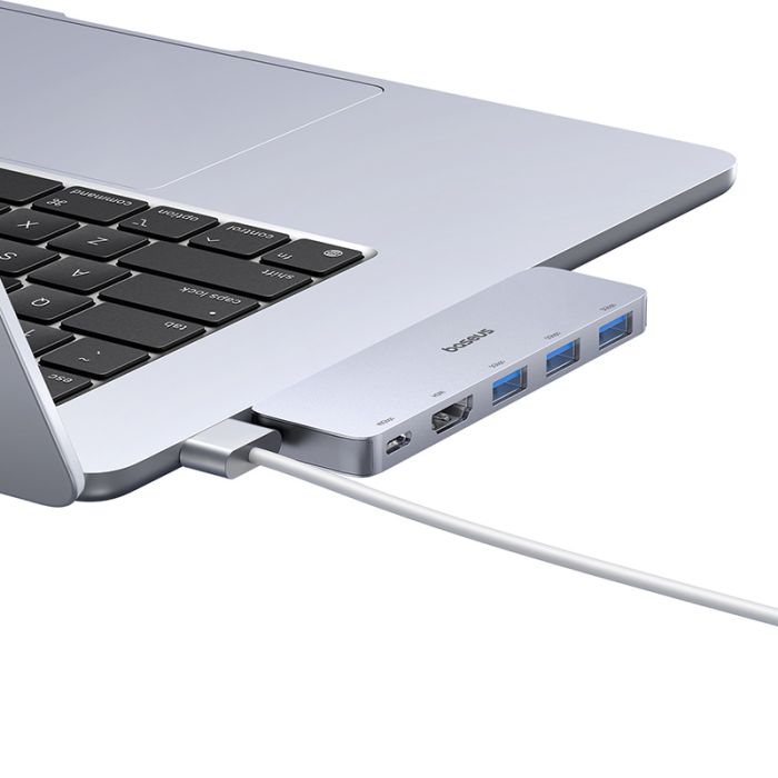 USB-хаб Baseus UltraJoy Series 5-Port HUB Space Grey (USB-C*2 to USB-C 40Gbps*1+HDMI 4K@30Hz*1+USB3.0*3） (B00052801811-04)