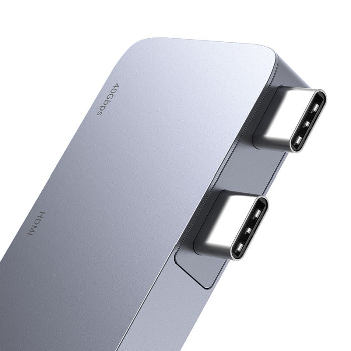 USB-хаб Baseus UltraJoy Series 5-Port HUB Space Grey (USB-C*2 to USB-C 40Gbps*1+HDMI 4K@30Hz*1+USB3.0*3） (B00052801811-04)