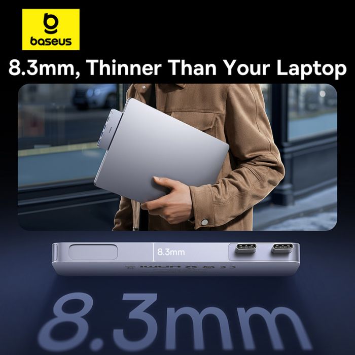 USB-хаб Baseus UltraJoy Series 5-Port HUB Space Grey (USB-C*2 to USB-C 40Gbps*1+HDMI 4K@30Hz*1+USB3.0*3） (B00052801811-04)