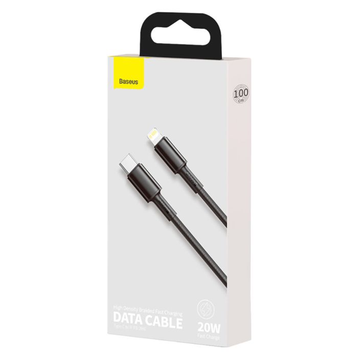Кабель Baseus High Density Braided Fast Charging Data Cable Type-C to iP PD 20W 1m Black (CATLGD-01)